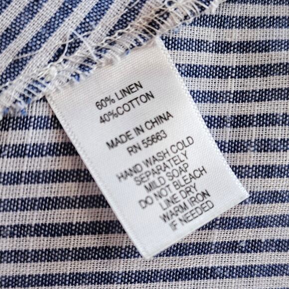 Jones New York Linen Stripe Beach Pearl Button Hooded Jacket Women Size XL Multi - Picture 7 of 7